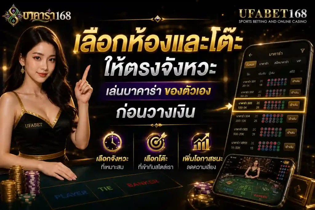 วิธีเล่นบาคาร่าขั้นที่ 1 เลือกห้องและโต๊ะให้ตรงจังหวะ เล่นบาคาร่า