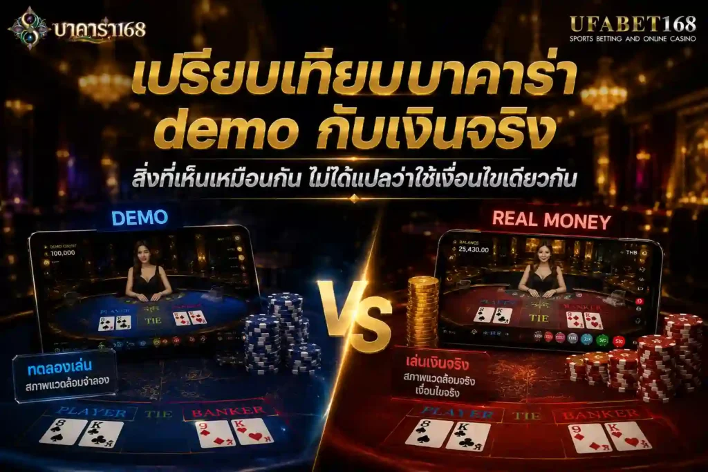 เปรียบเทียบบ บาคาร่า demo กับเงินจริงที่สภาพแวดล้อมของเกม