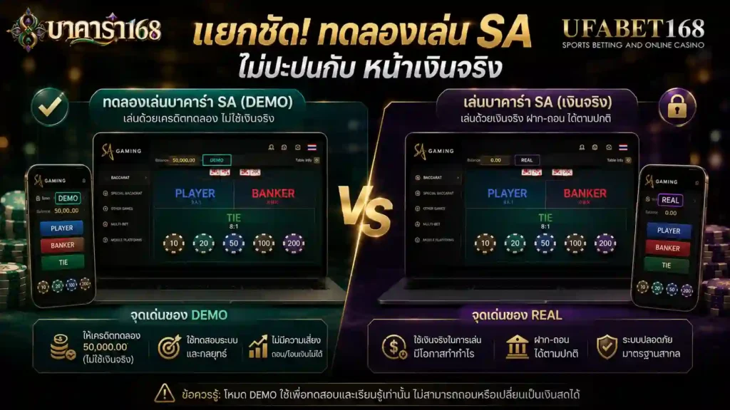 แยกหน้า ทดลองเล่นบาคาร่า sa ออกจากหน้าเงินจริง